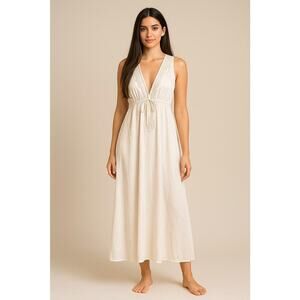 Shahida Parides Womens Small/Medium White Beach Maxi Dress Bridal Elegant Boho